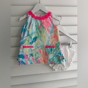 Lilly Pulitzer Pink and Blue Kids Dress with Diaper Cover